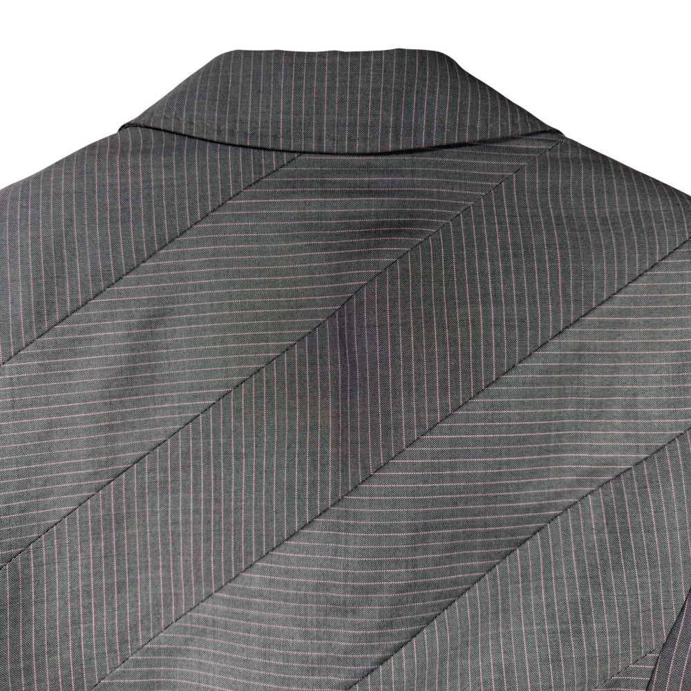 Escada Gray Pinstripe Wool Silk Blazer Pink Lining Size 42 Designer Jacket - Picture 8 of 16